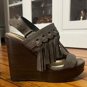 Jimmy Choo Stone Suede Wedge Sandals